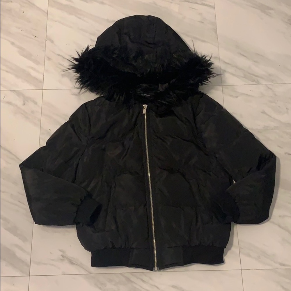 Black Fur Hooded Jacket